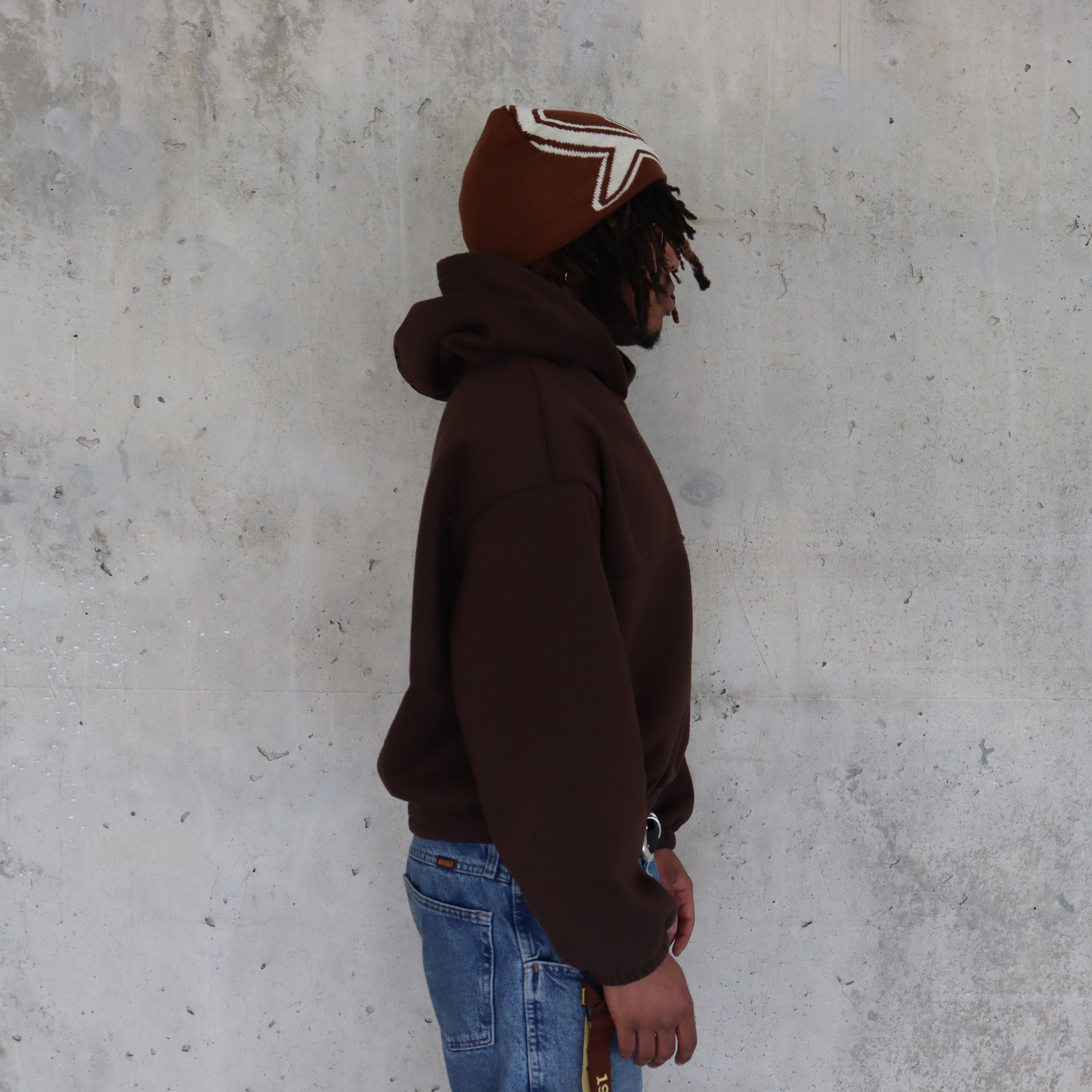 Heartbreak Knitted Beanie (Brown & Cream)