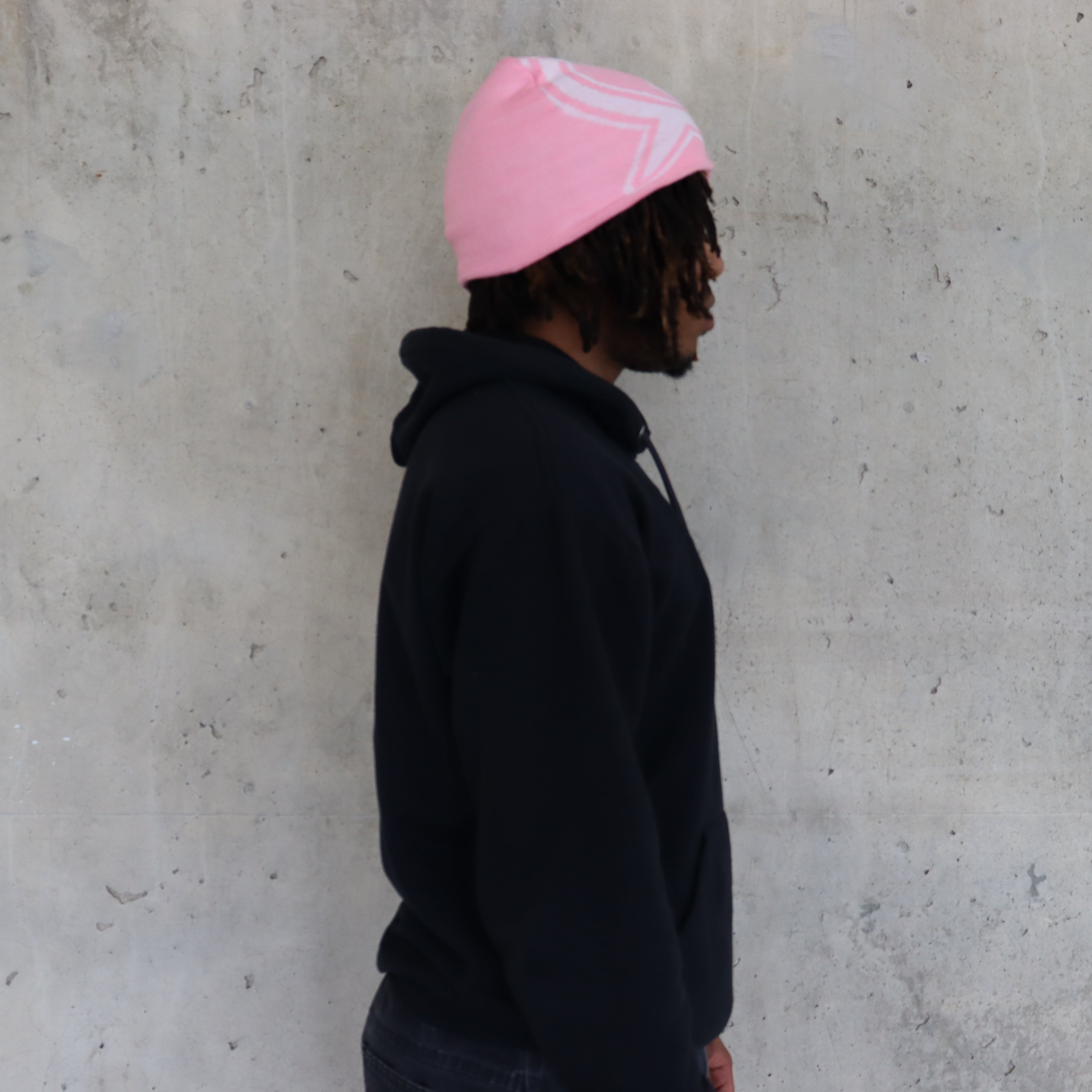 Heartbreak Knitted Beanie (Light Pink & White)